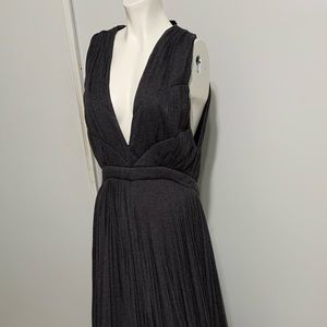 BCBG Max Azria Runway Grey Cotton Pleated Gown